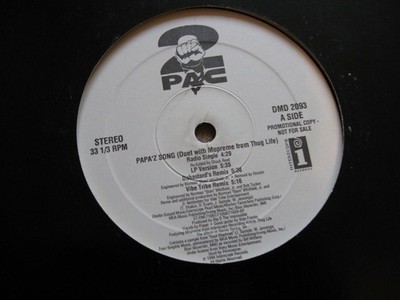 LP - 2 Pac - Papa'z Song A Side - Peep Game B Side