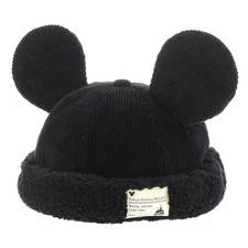 Tokyo Disney Resort Cap Fluffy Black Hat Ears Mickey Japan 58cm