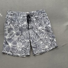 J.Crew Swim Shorts Mens 33 Gray Hawaiian Floral Flex Swimwear Trunks Lined