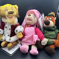Disney Lot Robin Hood Plush Bean Bags Prince John Maid Marian Little John NWT