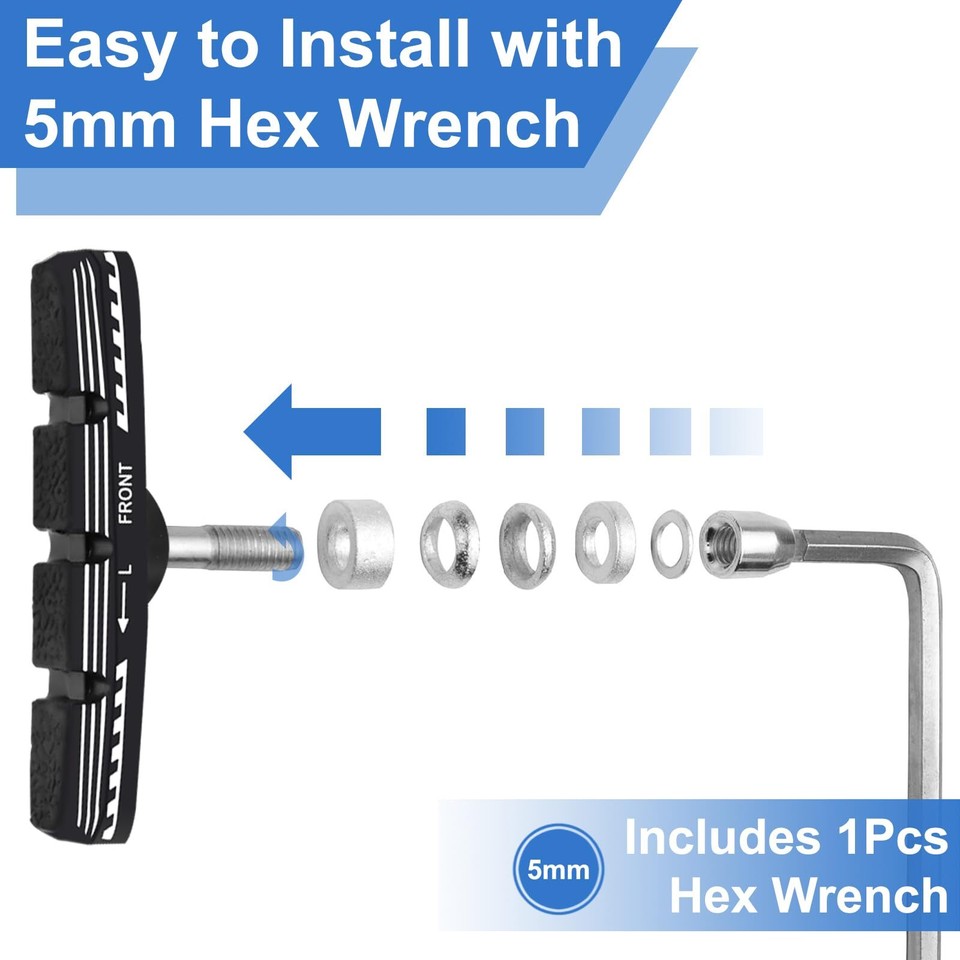 Bike Brake Pads Set, 70mm Universal VBrake Blocks for Mountain and