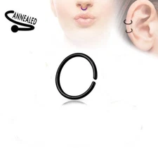 Nose Hoop Split Ring Annealed 20 Gauge 3/8" Titanium Black IP 
