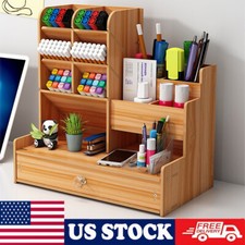 1pcs Wooden Pen Pencil Storage Holder Organizer Office Study Desk Tidy Case Rack