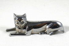 Art Deco Messebänkchen - Katze, Metallguß verchromt, Messerbank um 1920