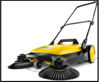 Karcher S 4 Twin Walk-Behind Outdoor Hand Push Floor Sweeper - 5.25 Gallon Capac