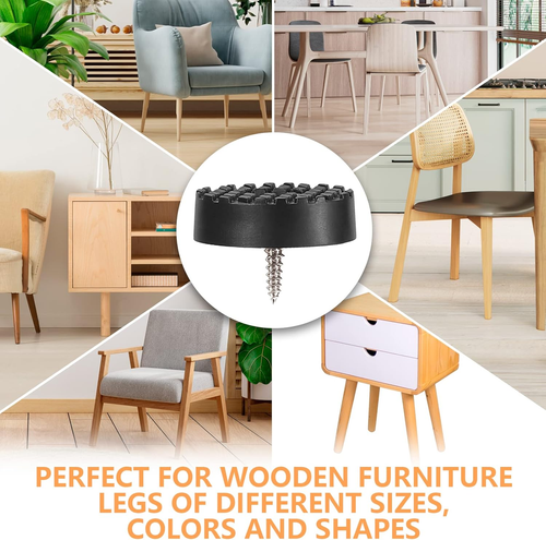 Screw-On Rubber Feet for Furniture - 32PCS Floor Protector for Chair Leg - 0.7" - Picture 7 of 12