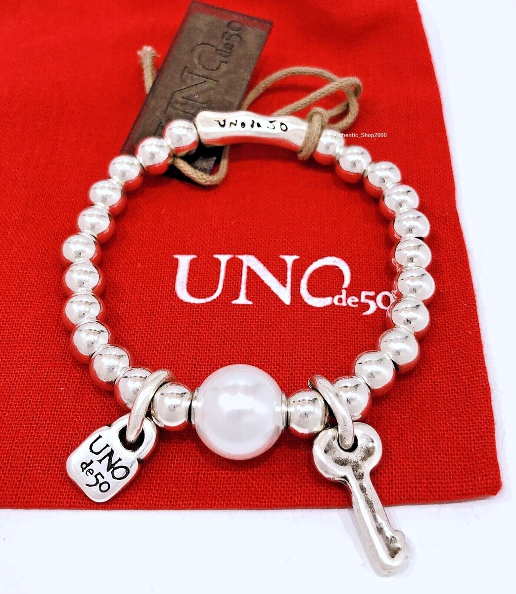 NEW 100% UNO de 50 Brand Llavestruz Key Pearl Logo Padlock Bracelet PUL1523