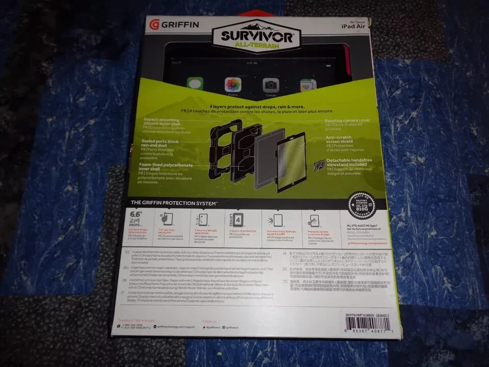 Heavy Duty Griffin Survivor All-Terrain Case with Stand for iPad Air Pink/Black - Image 4 of 4