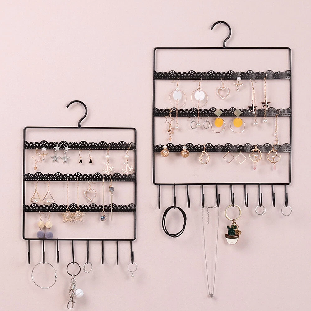 Jewelry Earring Organizer Wall Hanging Holder Necklace Display Stand Rack  Holder