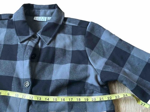 Joan Rivers grey/black buffalo check jacket with fleece lining Size M buttons - Picture 14 of 21