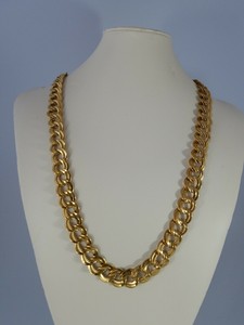 monet chunky tone chain necklace link gold curb vtg shiny
