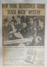 Old Gold Cigarette Ad: Robert Ripley with NY Detectives 1930's 10 x 15 inches