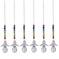 Set 6 Colorful Bicone Beads Crystal Suncatcher Angel Pendant Wedding Home Decor