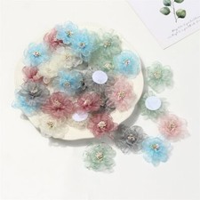 Chiffon Artificial Hair Jasmine Flowers Clothing Sewing Crafts Head Flower 10pcs
