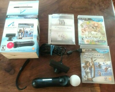Play Station 98262 Move Starter Motion Bundle w/2 games, complete & tested