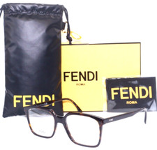 NEW FENDI FE 50032I 052 REACTANGLE DARK HAVANA AUTHENTIC EYEGLASSES FRAME 55-18