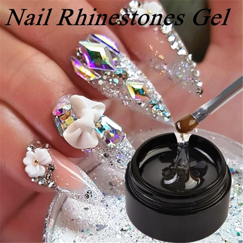 Nail Art Rhinestone Gel Glue Super Sticky Adhesive UV Gel Polish Crystal  Gems