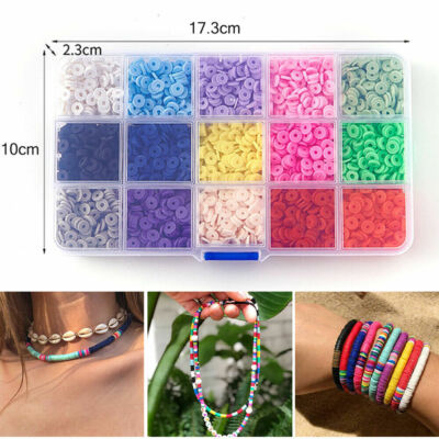 1 Set Flache Polymer Ton Perlen Zwischenring zum Selbermachen Armbänder Schmuckherstellung UK