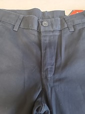 Boys IZOD Flat Front Stretch Navy Blue Chino Pants; Sz 8 Husky; NEW WITH