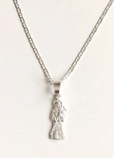 925 SILVER GRIM REAPER NECKLACE 18” LONG/CADENA DE LA SANTA MUERTE 18" -  20x6mm