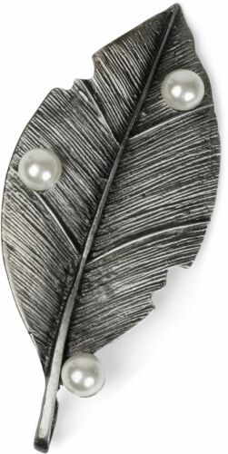 Ciondolo gioiello foglio magnetico con perle, sciarpe foulard, poncho, spilla, donna - Foto 1 di 5