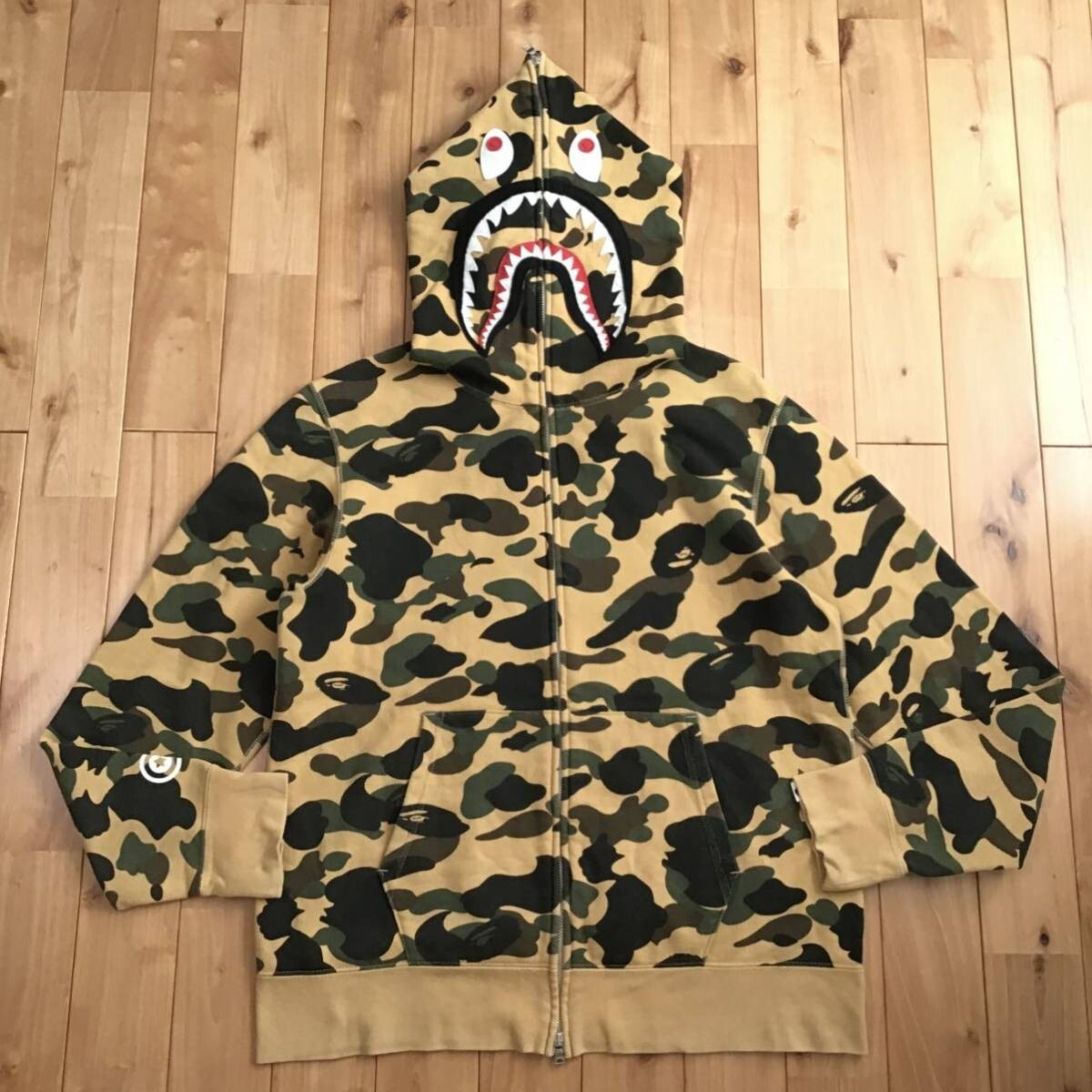 BAPE 1st camo yellow shark full zip hoodie A Bathing Ape Size L | eBay