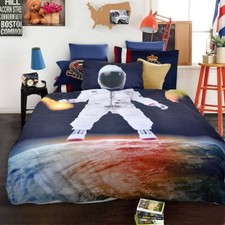 Spaceman Duvet Cover Set with Zipper Closure, Twin Size 2 Piece 1 Duvet Cover 1