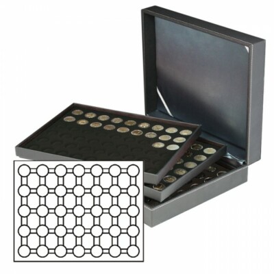 LINDNER 2365-2530CE Nera XL Münzkassetten Schwarz 3 Tableaus 105 Fächer 32 mm