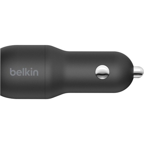 Belkin CCD001bt1MBK BoostCharge Dual USB-A 24W Car Charger w Cable Black - Picture 3 of 5