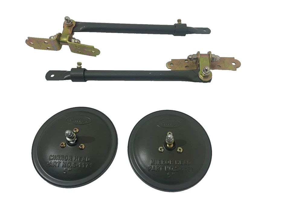 For Jeep Willys Adjustable Arm Mirror Bracket Kit 5" Mirror Vintage — 第 2/4 张图片