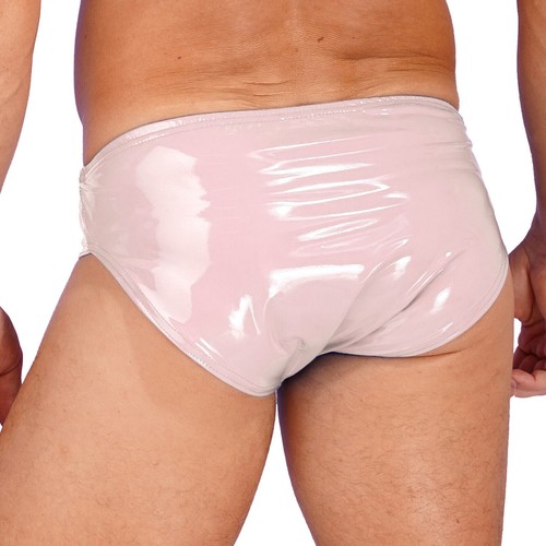 Bikini uomo lucido metallizzato pelle verniciata slip rigonfiamento marsupio mutandine intimo - Foto 48 di 100