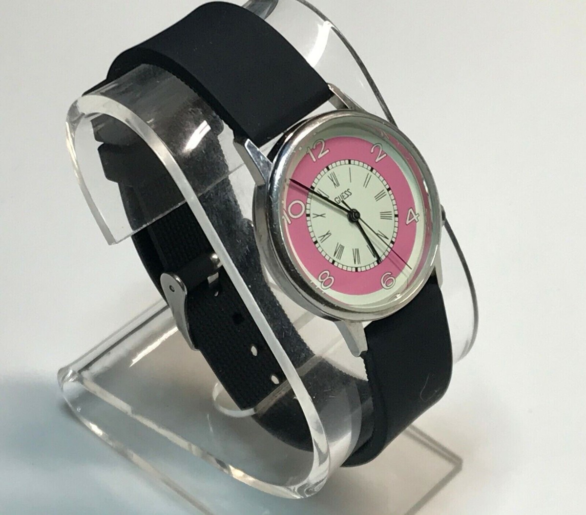 GUESS PINK 80s RETRO VINTAGE CROC LEATHER BAND WATCH- WORKS ! ?⌚️ Women main image 2