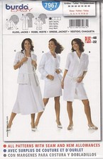 OOP Burda Easy 7967 Misses Summer Shirt Dress Jacket Pattern Size 10-22 Uncut
