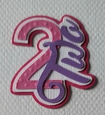 Birthday Age Title Pink Number Two. Scrapbook, Card Making Paper Piecing