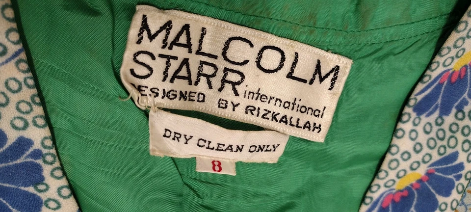 Cárdigan Malcolm Starr Mid Century Mod Chaqueta Abierta MCM 1960 Geométrico Floral M Foto 4 de 4
