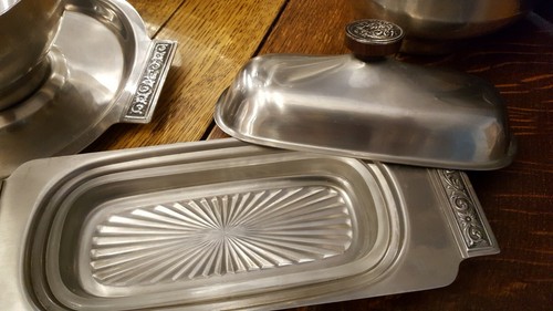 Vintage MCM Stainless Steel & teak Complete Serving Set- 12 Pieces - Picture 10 of 12