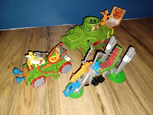 Vintage 90s Toilet Pizza Throw Teenage Ninja Turtles TMNT Vehicle Motorcycle lot