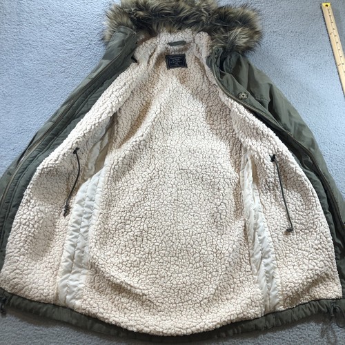 Abercrombie & Fitch sherpa lined military parka Women’s XXS Olive green Faux Fur - Picture 7 of 12