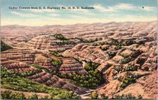 Cedar Canyon, North Dakota Badlands - 1950 Linen Postcard