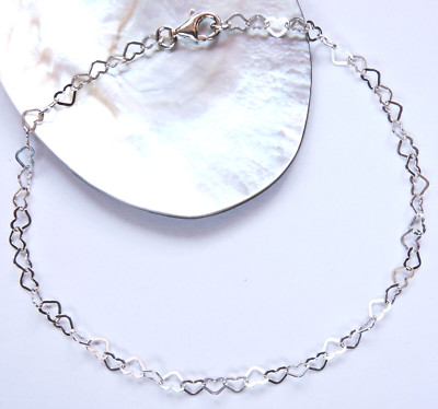 Armband Silber 925 Herz Arm Fuß Kette 17,18,19,20,21,22,23,24,25,26 cm. wählen
