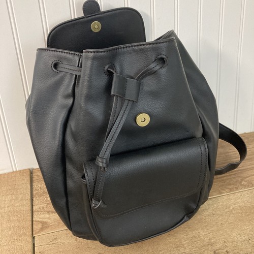 a.n.a A New Approach Black Leather Adjustable Straps Backpack Stylish Trendy - Picture 4 of 8