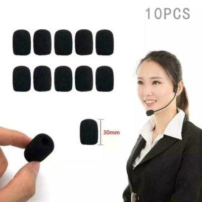 +_-+*.  10PCS Microphone Headset Windscreen Sponge Foam Washable Cover Black Mic
