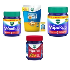 Vicks Cough Drops Ginger 25ct VapoRub Regular 50ml, 105ml & Xtra Strong 50ml Set