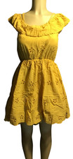 Knit Works: Yellow Eyelet Crop Dress, Size XL