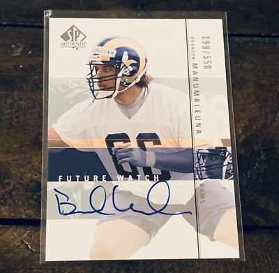 2001 Sp authentic Brandon Manumaleuna 126 rookie auto #199/550 St Louis Rams