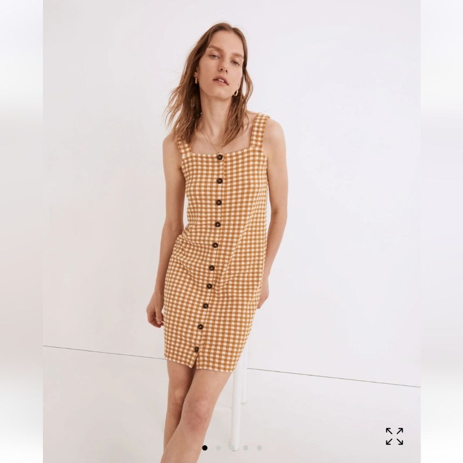 Madewell Jacquard Button Front Mini Dress in Gingham Check Medium