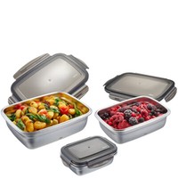 Frischhaltedosen Set Preppo 3 Tlg Edelstahl Vorratsdosen Deckel Frischhaltedose
