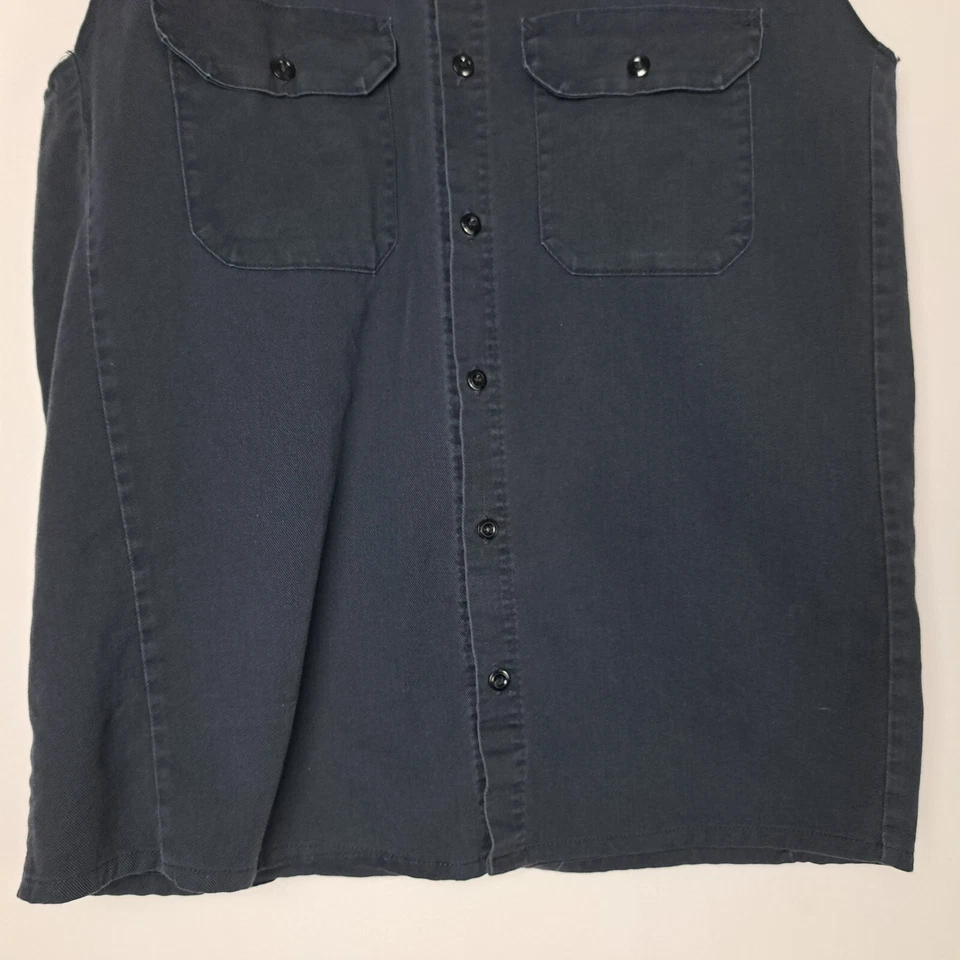 Bulwark Protective Apparel Vest Mens Medium Blue Sleeveless Button Up 2 Pockets - Image 3 of 4