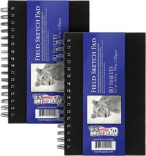U.S. Art Supply 5.5" x 8.5" Premium Hardbound Sketch Book 2 Pack 80 Sheets Each