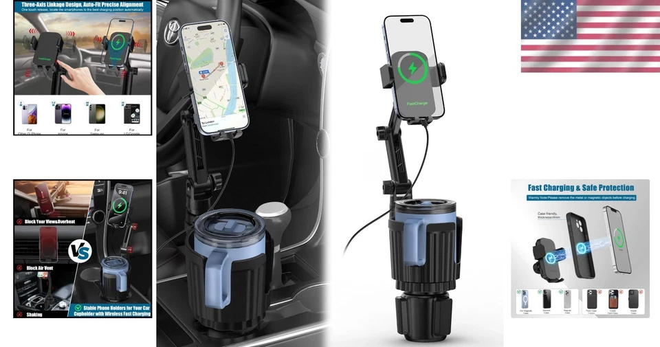 Cargador Universal Inalámbrico para Coche y Soporte para Teléfono - Compatible con Carga Rápida 15W Foto 2 de 4